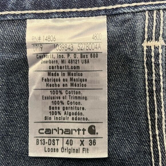 NWT Carhartt | Men's Loose Original Fit Work Dungaree Jeans 40X36 - Picture 7 of 10